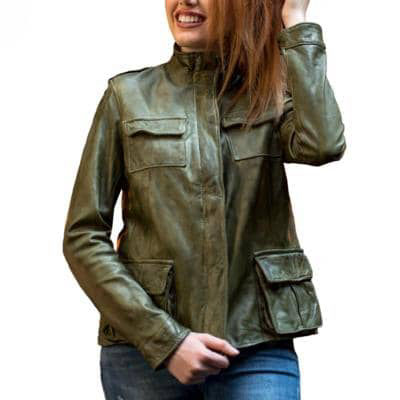 luxury trendy leather jacket for women